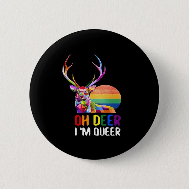 Oh Deer Queer Minimal Modern Style  Button (Front)