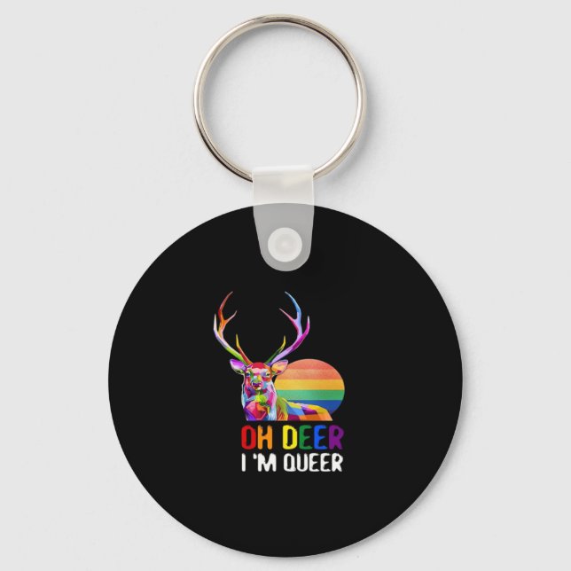 Oh Deer Queer Minimal Modern Style Keychain (Front)
