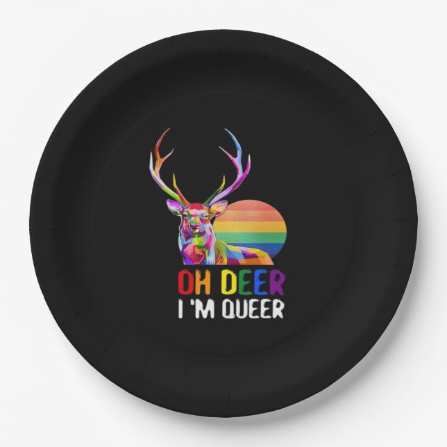 Oh Deer Queer Minimal Modern Style  Paper Plates (Front)