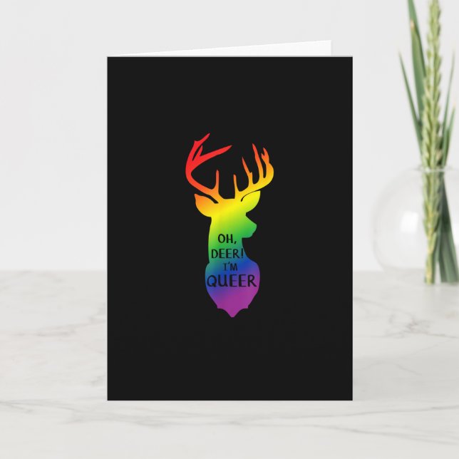 Oh Deer Queer Pride Celebration Funny LGBT Gift Card (Front)