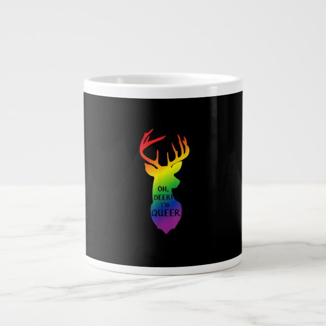 Oh Deer Queer Pride Celebration Funny LGBT Gift  Giant Coffee Mug (Front)