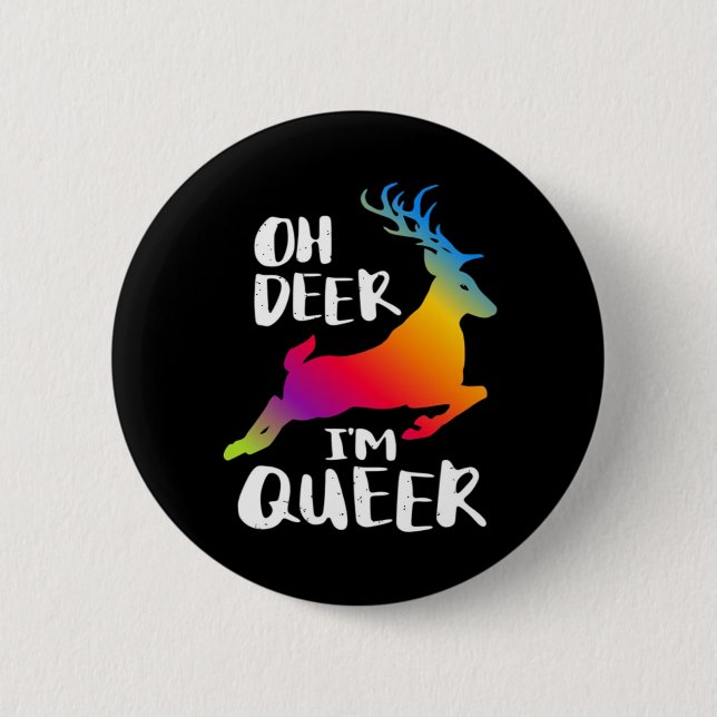 Oh Deer Queer Pride Minimal Artistic Style  Button (Front)