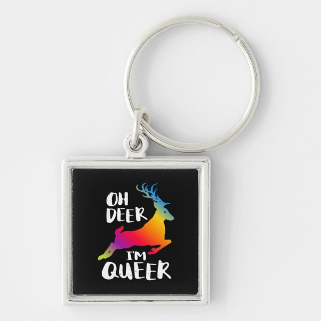 Oh Deer Queer Pride Minimal Artistic Style  Keychain (Front)