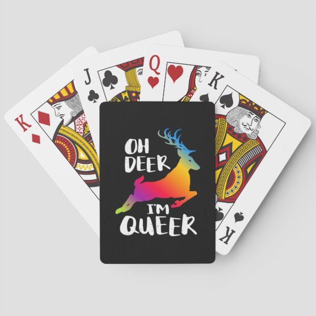 Oh Deer Queer Pride Minimal Artistic Style  Poker Cards (Back)