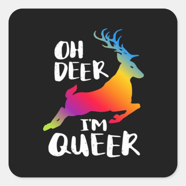 Oh Deer Queer Pride Minimal Artistic Style Square Sticker (Front)