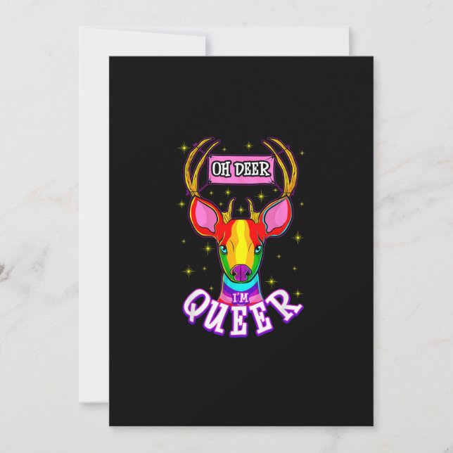 Oh Deer Queer Pride Month Celebration Gift Holiday Card (Front)
