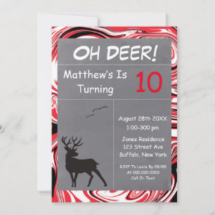 Oh Deer Red Camouflage Birthday Party invitations