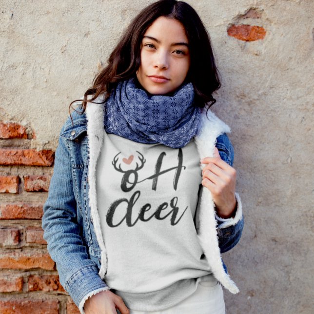 Oh Deer Reindeer Antlers Christmas Minimal  Sweatshirt (Creator Uploaded)