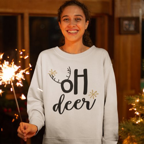 Oh Deer Reindeer Antlers Funny Christmas T_Shirt