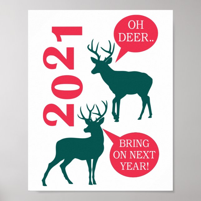Oh Deer Reindeer Christmas Holiday Fun Poster (Front)