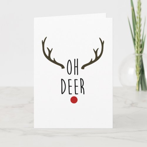 OH DEER Reindeer Christmas Holiday Thank You Card