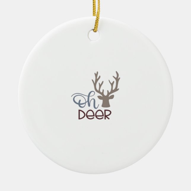 Oh Deer Retro Classic Design Ceramic Ornament (Front)