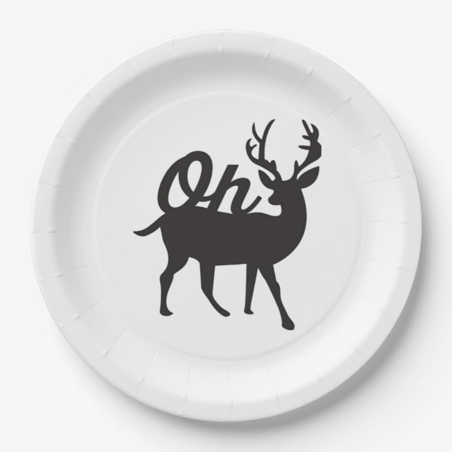 Oh Deer Retro Classic Vibe  Paper Plates (Front)