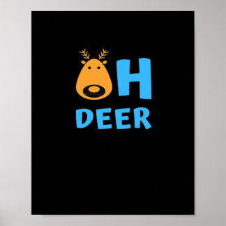 Oh Deer Retro Holiday Vibe  Poster