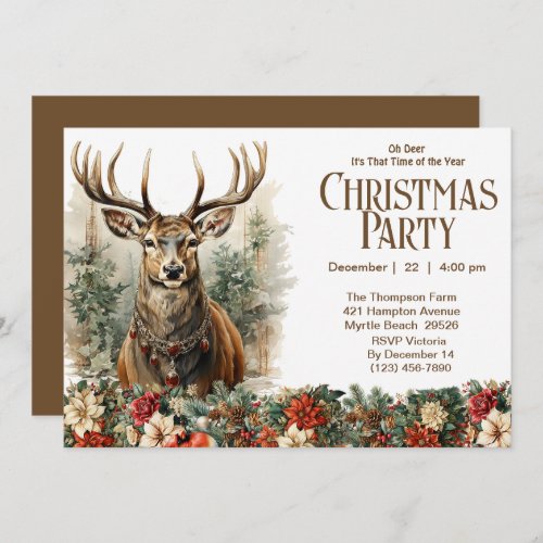 Oh Deer Rustic Christmas Holiday Party Invitation