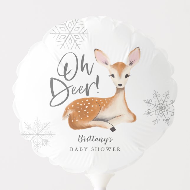 Oh Deer Rustic Gray Woodland Baby Shower Balloon (Front)