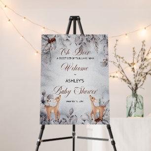 Oh Deer Rustic Winter Floral Twins Baby Shower Foam Board