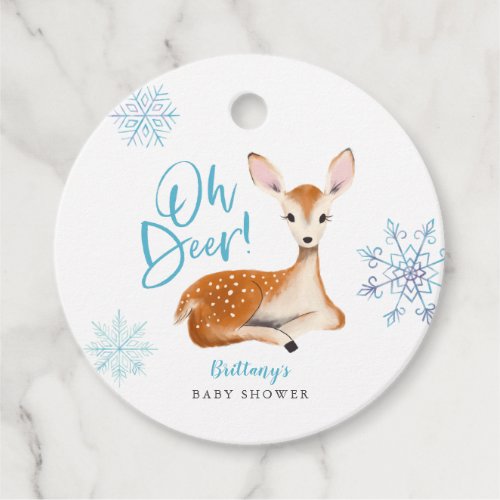 Oh Deer Rustic Winter Woodland Baby Shower Favor Tags