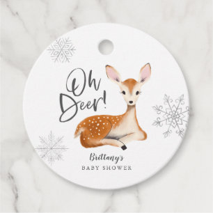 Oh Deer Rustic Winter Woodland Baby Shower Gray Favor Tags