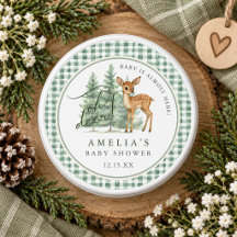 Oh Deer Sage Green Gingham Baby Shower