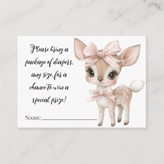 Oh deer she's almost here Diaper Raffle Card (Front)