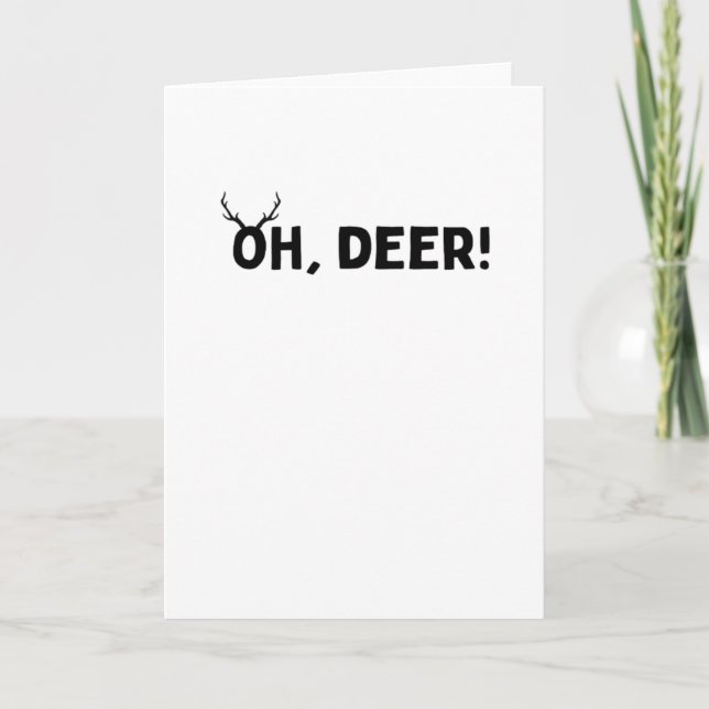 Oh Deer Simple Aesthetic Folded Greeting Card (Front)