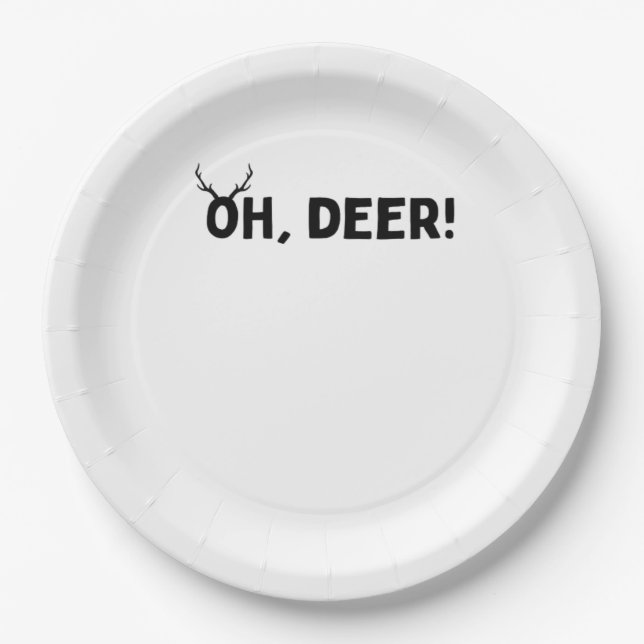 Oh Deer Simple Aesthetic  Paper Plates (Front)