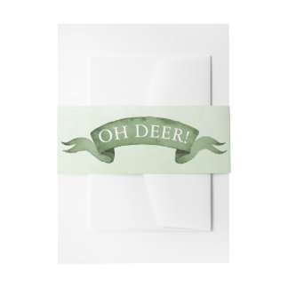 "Oh deer!" Soft Forest Green Deer Invitation Belly Band