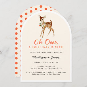 Oh Deer Sweet Retro Christmas Winter Baby Shower Invitation