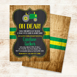Oh Deer Tractor Baby Shower Invitation card