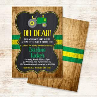 Oh Deer Tractor Baby Shower Invitation card