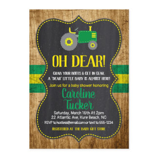 Oh Deer Tractor Baby Shower Invitation card