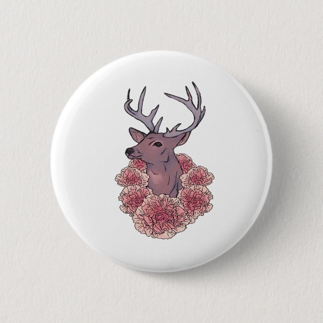 Oh Deer Trendy Minimal Aesthetic  Button (Front)