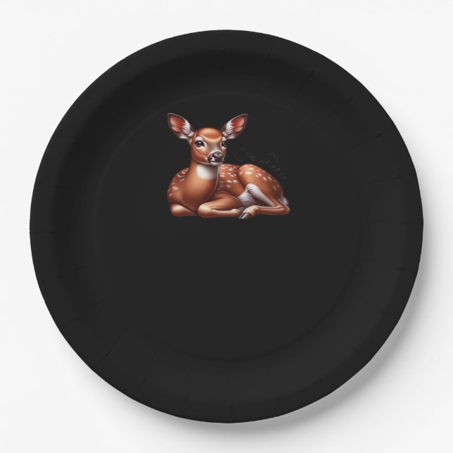 Oh Deer Trendy Modern Aesthetic  Paper Plates (Front)
