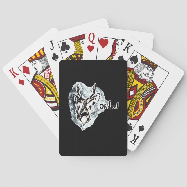 Oh Deer Trendy Modern Style  Poker Cards (Back)