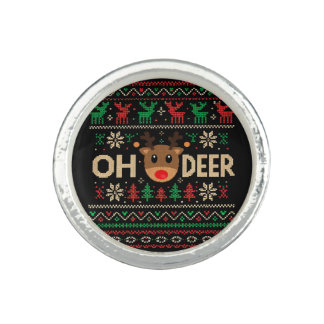 Oh Deer Ugly Christmas Sweater Ring