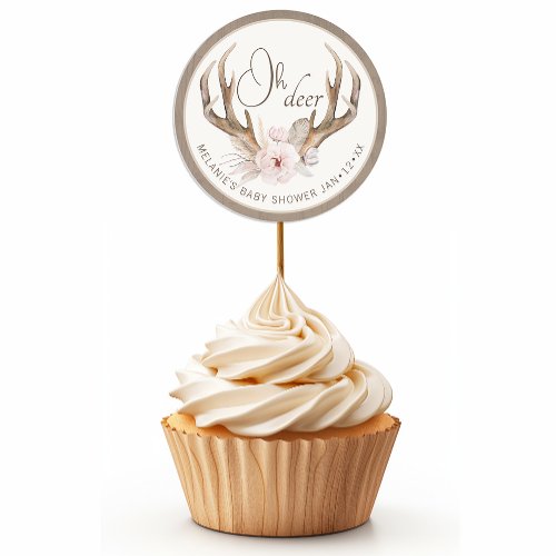 Oh Deer Watercolor Baby Shower  Classic Round Sticker