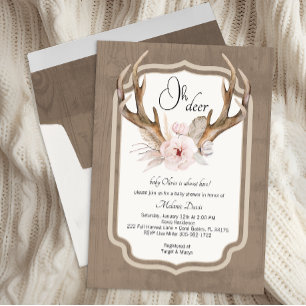 Oh Deer Watercolor Baby Shower Invitation – Elegan