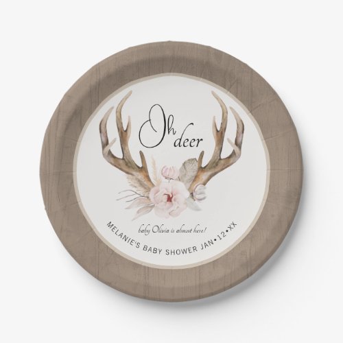 Oh Deer Watercolor Baby Shower  Paper Plates