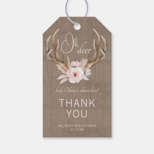 Oh Deer Watercolor Baby Shower Thank You  Gift Tags