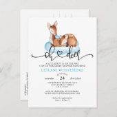 Oh Deer Watercolor Blue Cloud Baby Shower Invite (Front/Back)