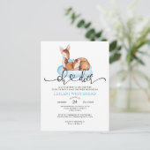 Oh Deer Watercolor Blue Cloud Baby Shower Invite (Standing Front)