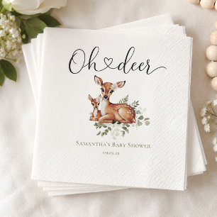 Oh deer watercolor floral baby shower napkins