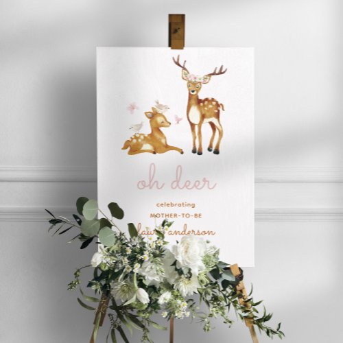 Oh Deer Watercolor Flowers Welcome Baby Shower Foam Board