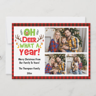 Oh Deer What A Year 2023 3 Family Photos Christmas Holiday Card