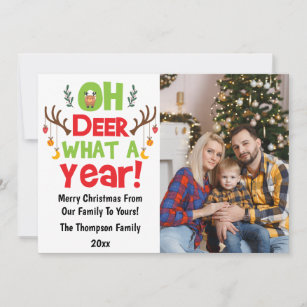 Oh Deer What A Year 2023 Family Photo Christmas Holiday Card