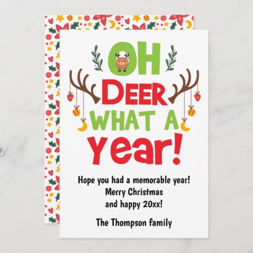 Oh Deer What A Year 2023 Reindeer Christmas Holiday Card