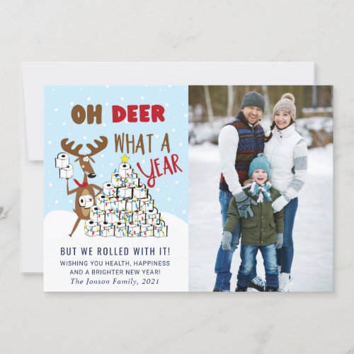 Oh Deer What a Year Christmas 2024 Greeting PHOTO Holiday Card