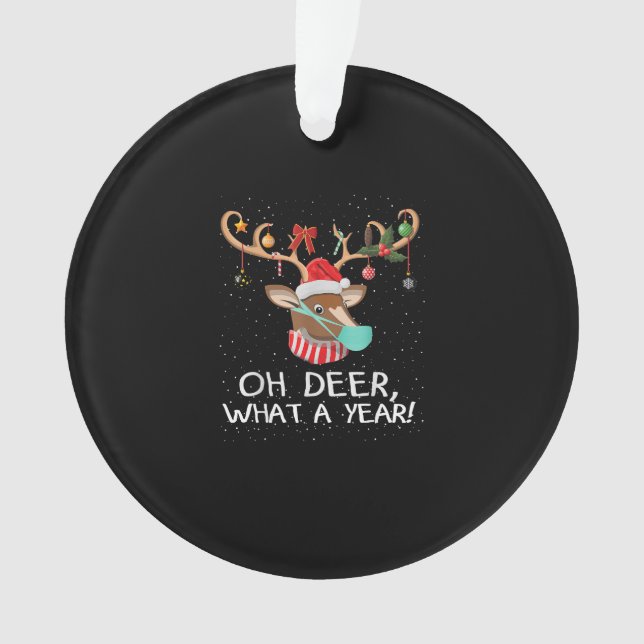 Oh Deer What a Year Christmas Family Style Ornament (Front)