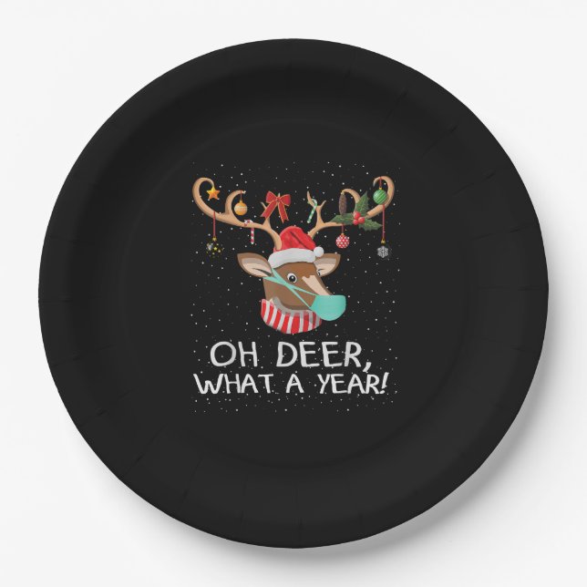 Oh Deer What a Year Christmas Family Style  Paper Plates (Front)